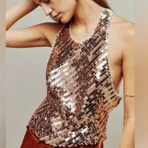Intimately Free People Top Gold Sparkle XS New without tag